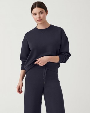 Spanx AirEssentials Crew Tops Navy | 72493-BHIW