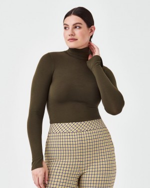 Spanx Better Base Long Sleeve Turtleneck Tops Green | 25687-XQPD