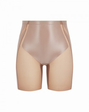 Spanx Booty-Lifting Mid-Thigh Shorts Cafe Au Lait | 61052-AFLX