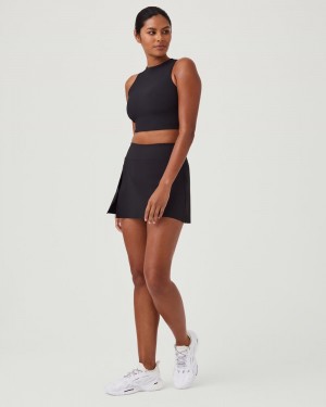 Spanx Contour Rib Front Slit Skort, 14" Skorts Black | 18920-WPUJ