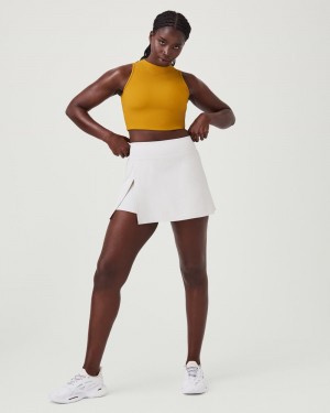 Spanx Contour Rib Mock Neck Crop Tops Orange Mustard | 17925-UOZD