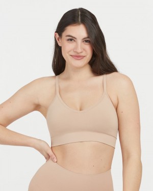 Spanx EcoCare Seamless Shaping Longline Bras Beige | 08596-EJTD