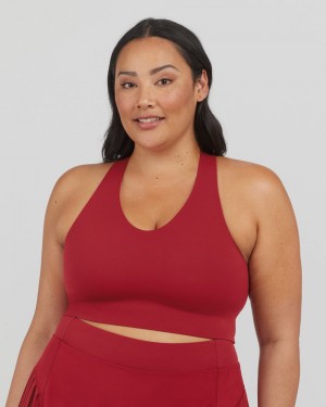 Spanx Longline Medium Impact Sports Bras Red | 19032-JRKL