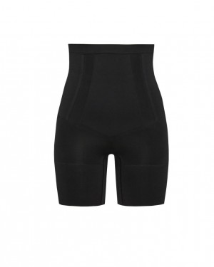 Spanx OnCore High-Waisted Mid-Thigh Shorts Black | 52869-UWJK