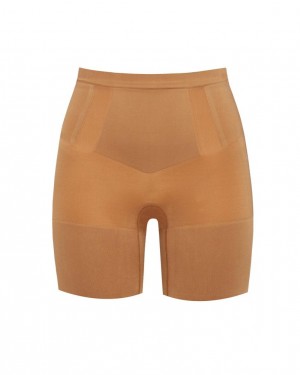 Spanx OnCore Mid-Thigh Shorts Beige | 52910-BKLV