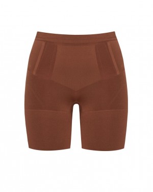 Spanx OnCore Mid-Thigh Shorts Brown | 01957-GBRP