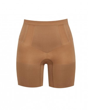 Spanx OnCore Mid-Thigh Shorts Cafe Au Lait | 49213-PHKC