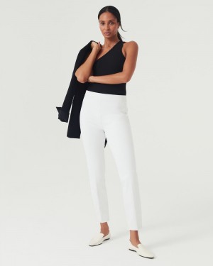 Spanx On-the-Go Ankle Slim Straight Pant with Ultimate Opacity Technology Pants White | 42871-LFOR