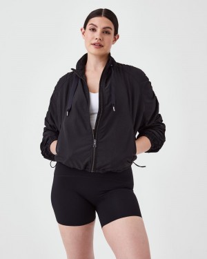 Spanx Organza Windbreaker Tops Black | 52071-SIDP