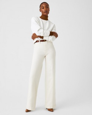 Spanx Seamed Front Wide Leg Jeans White | 86720-DVIW