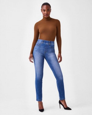 Spanx Straight Leg Jeans Indigo | 65419-OMQD