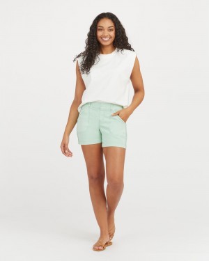 Spanx Stretch Twill, 4" Shorts Blue | 28356-UVYQ