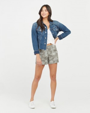 Spanx Stretch Twill, 4" Shorts Grey Wash Camo | 50134-NZMQ