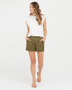 Spanx Stretch Twill, 4" Shorts Olive | 91750-INMX