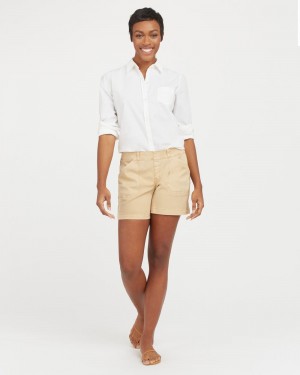 Spanx Stretch Twill, 6" Shorts Khaki | 61324-SGIX