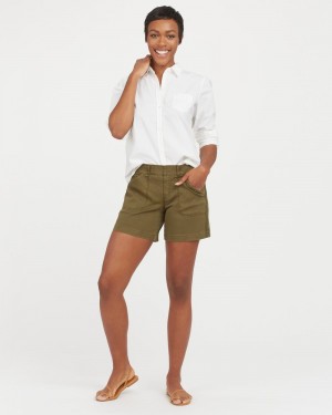 Spanx Stretch Twill, 6" Shorts Olive | 50317-IFOT