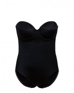 Spanx Suit Your Fancy Strapless Cupped Panty Bodysuits Black | 12658-CGWA