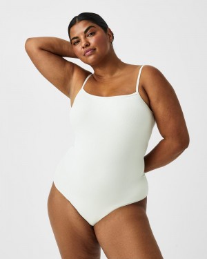 Spanx Suit Yourself Ribbed Cami Bodysuits White | 12645-AWUD