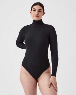 Spanx Suit Yourself Ribbed Long Sleeve Turtleneck Bodysuits Black | 24357-KUYX