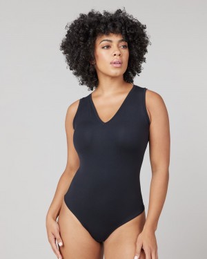 Spanx Suit Yourself V-Neck Tank Bodysuits Black | 83745-QWEG