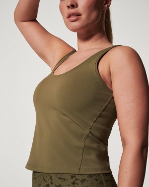 Spanx The Get Moving Fitted Tank Top Green | 84925-WEYO