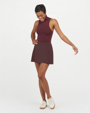 Spanx The Get Moving Pleated, 14" Skorts Burgundy | 73540-AKJL