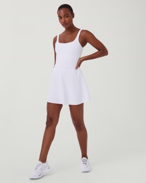 Spanx The Get Moving Square Neck Tank, 30.5" Dresses White | 40792-CZBY