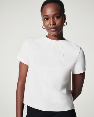 Spanx The Perfect Funnel Neck Tops White | 98230-PSDC