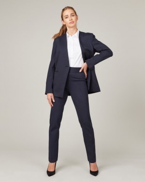 Spanx The Perfect Oversized Blazer Tops Navy / Grey | 15864-LDMN