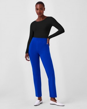 Spanx The Perfect Pant, Kick Flare in Orange Pop Plaid Jacquard Pants Blue | 84609-QDZA