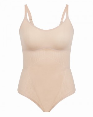 Spanx Thinstincts® 2.0 Cami Thong Bodysuits Beige | 12904-RZVA