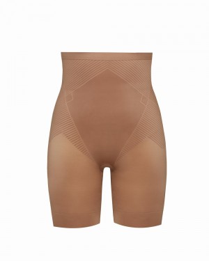 Spanx Thinstincts® 2.0 High-Waisted Mid-Thigh Shorts Cafe Au Lait | 51024-QDBN