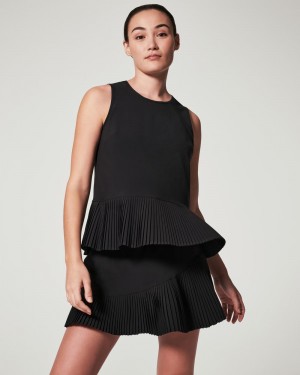 Spanx Yes, Pleats! Tank Top Black | 28431-KQEZ