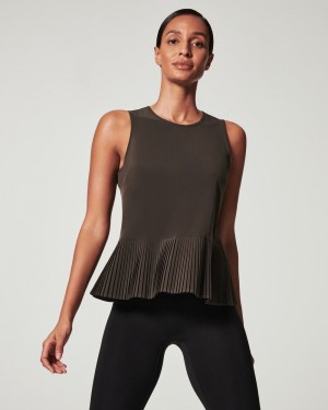 Spanx Yes, Pleats! Tank Top Deep Green Grey | 20793-ZSOJ