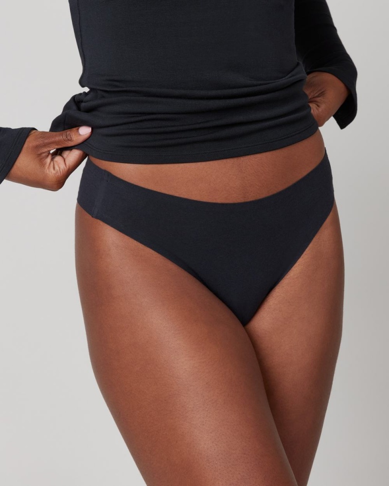 Spanx Ahhh-llelujah® Pima Cotton ‘Fit to You’ Thong Black | 59408-ZAFB