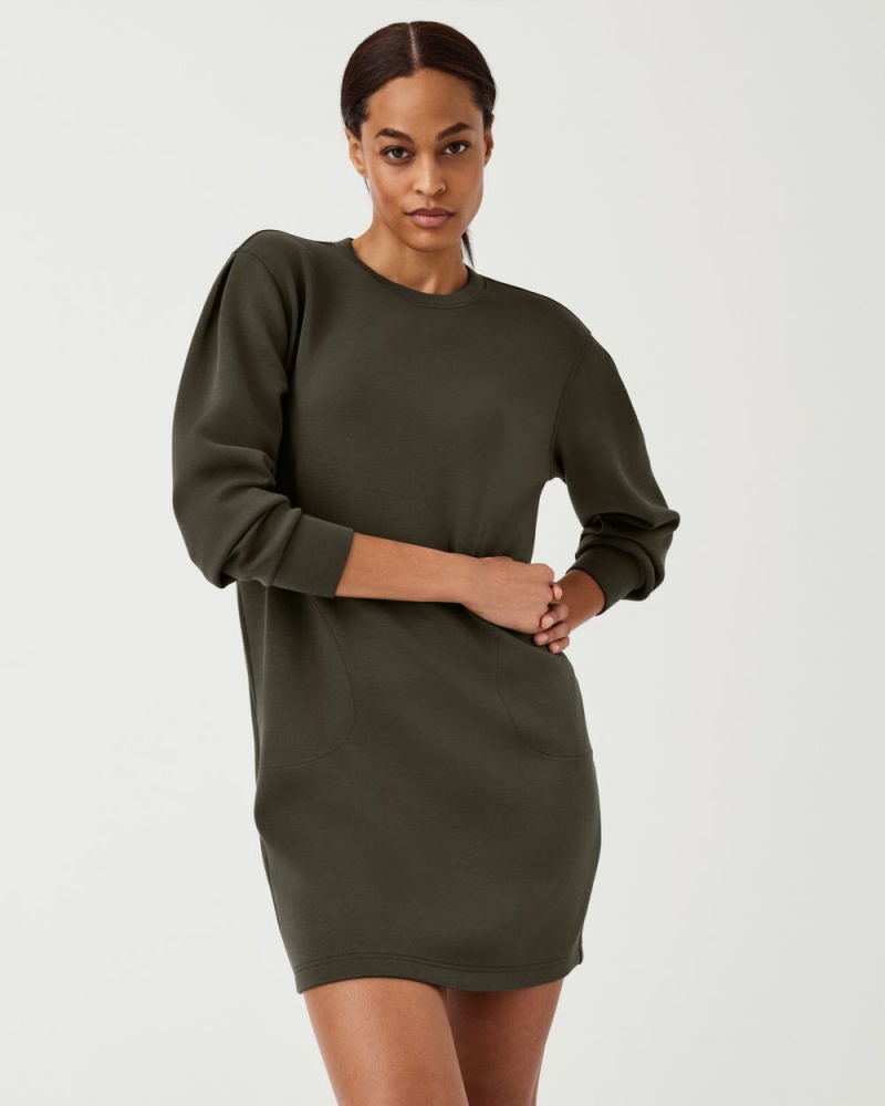 Spanx AirEssentials Crew Neck Dresses Olive | 37694-WSCR