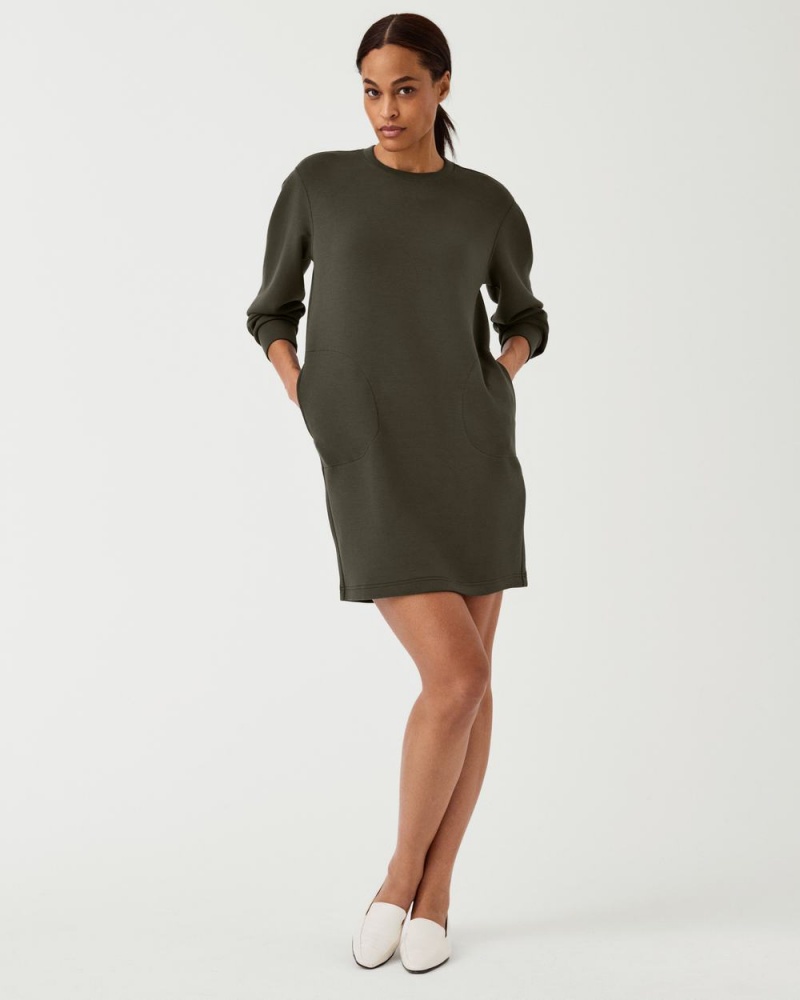 Spanx AirEssentials Crew Neck Dresses Olive | 37694-WSCR