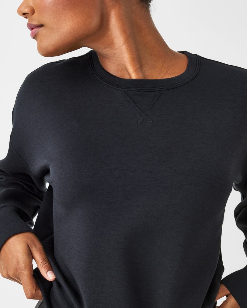 Spanx AirEssentials Crew Tops Black | 17486-NEZU