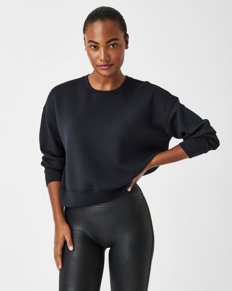 Spanx AirEssentials Crew Tops Black | 17486-NEZU