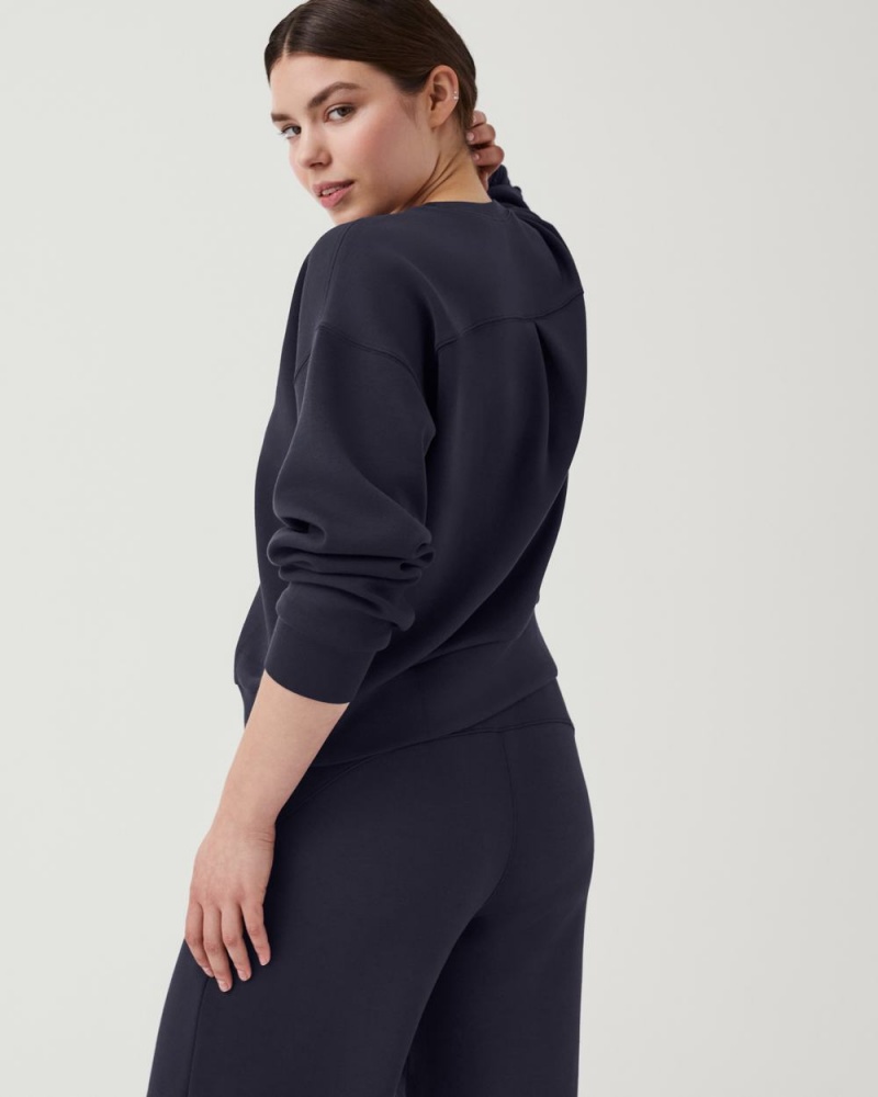 Spanx AirEssentials Crew Tops Navy | 72493-BHIW