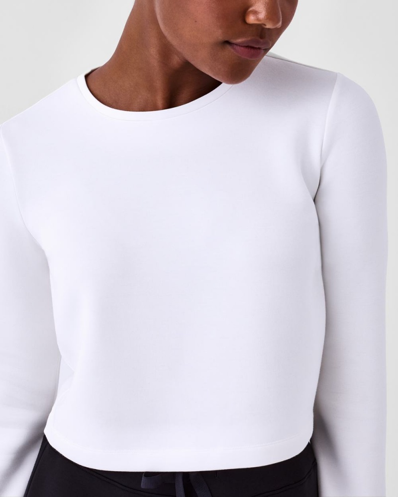 Spanx AirEssentials Cropped Long Sleeve Tops White | 95317-SFOR