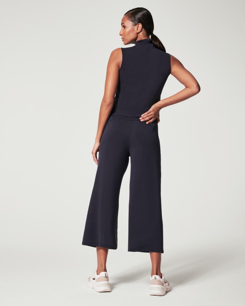 Spanx AirEssentials Cropped Wide Leg Pants Navy | 98320-EPAH