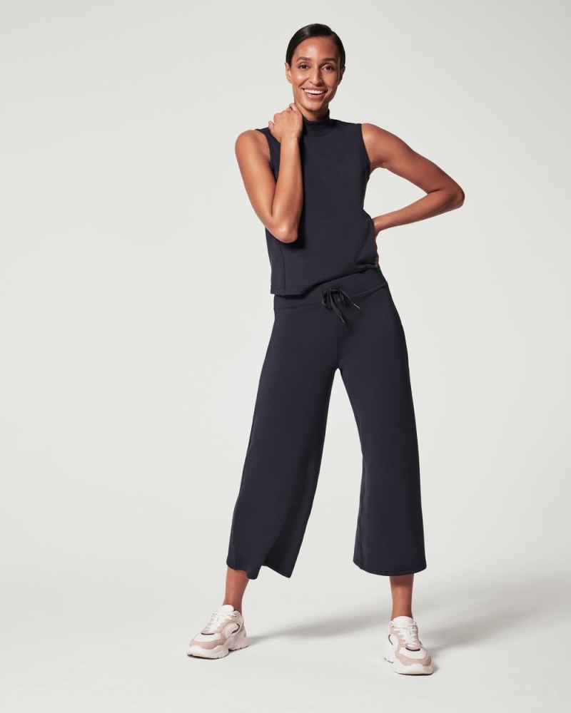 Spanx AirEssentials Cropped Wide Leg Pants Navy | 98320-EPAH