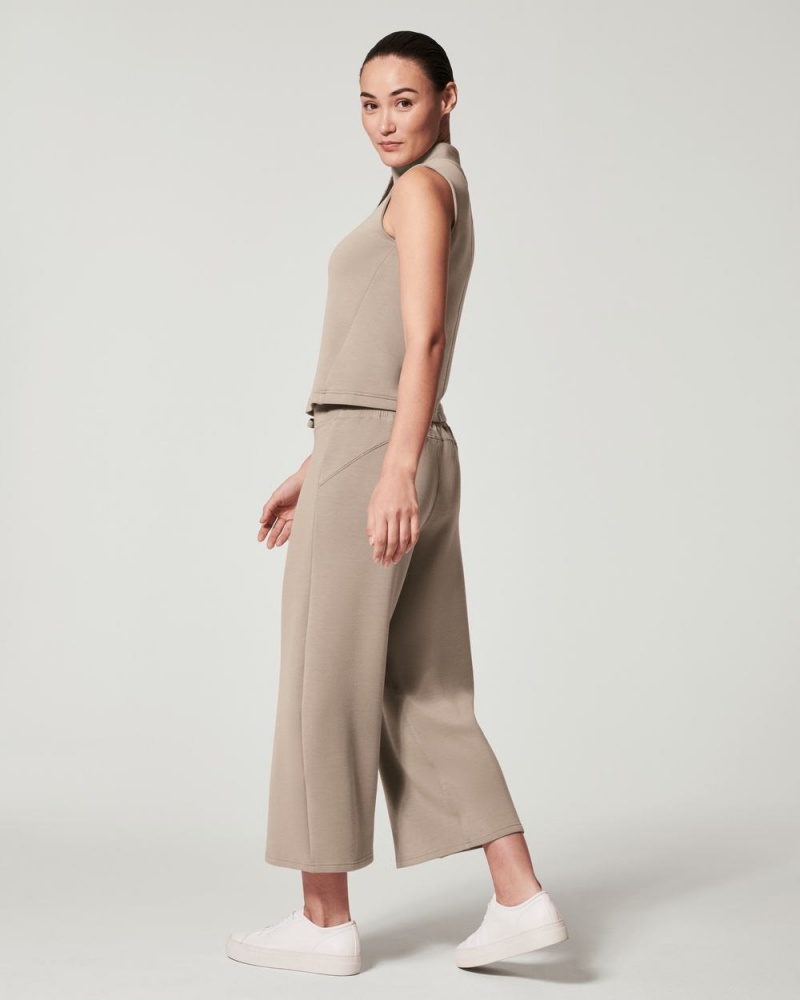 Spanx AirEssentials Cropped Wide Leg Pants Beige | 23054-HKCN