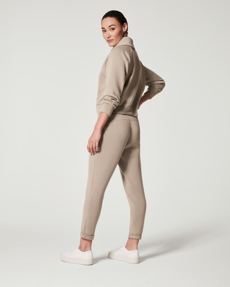 Spanx AirEssentials Half Zip Tops Beige | 45712-RJKG