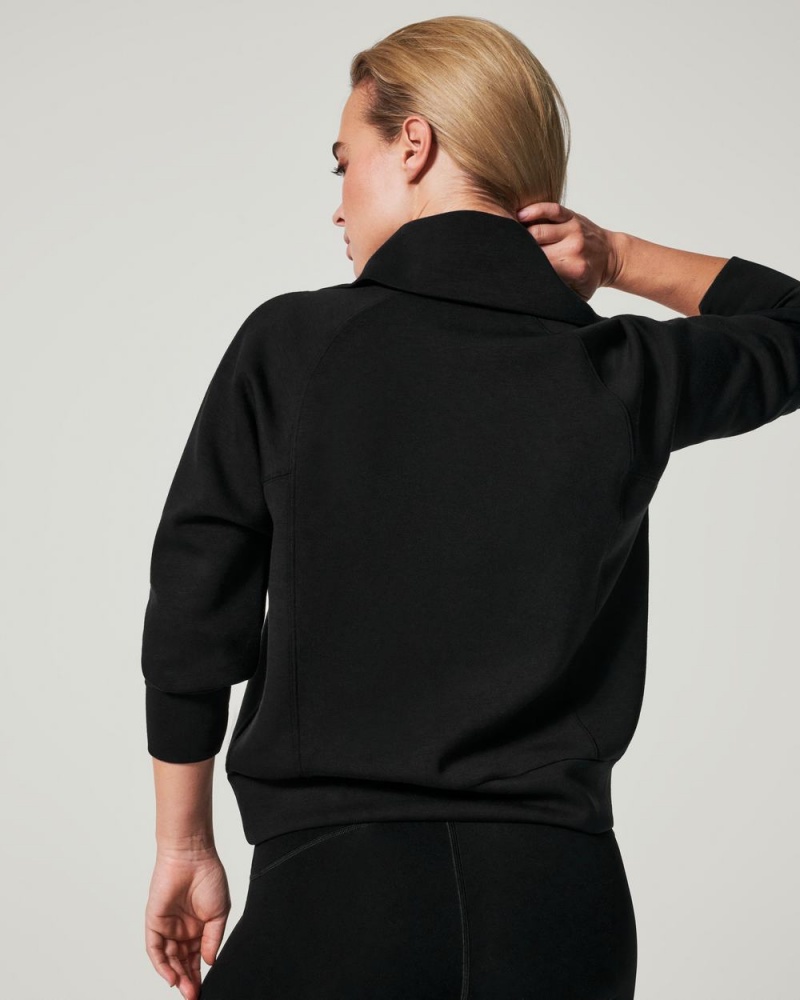 Spanx AirEssentials Half Zip Tops Black | 52014-EIXJ