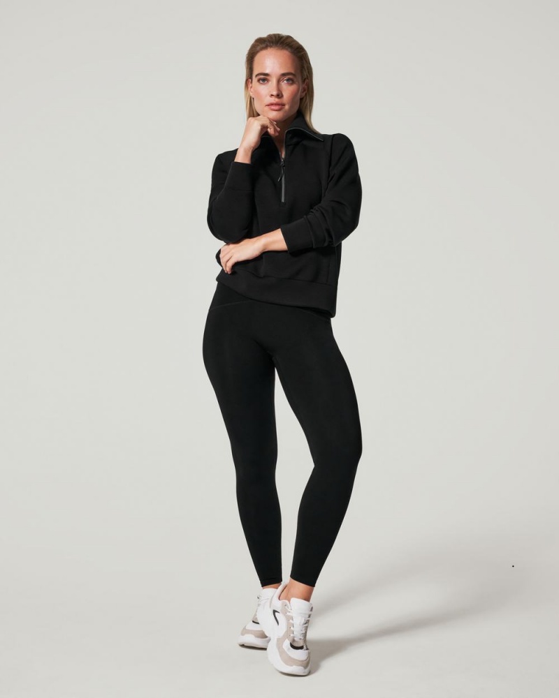 Spanx AirEssentials Half Zip Tops Black | 52014-EIXJ