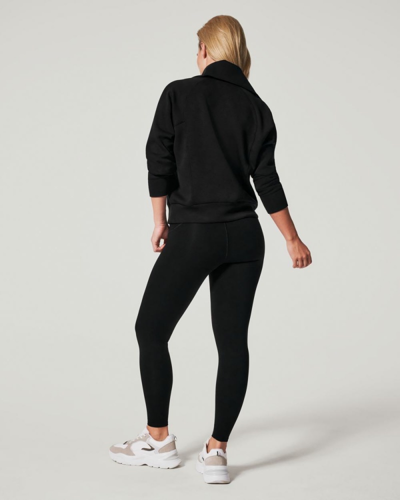 Spanx AirEssentials Half Zip Tops Black | 52014-EIXJ