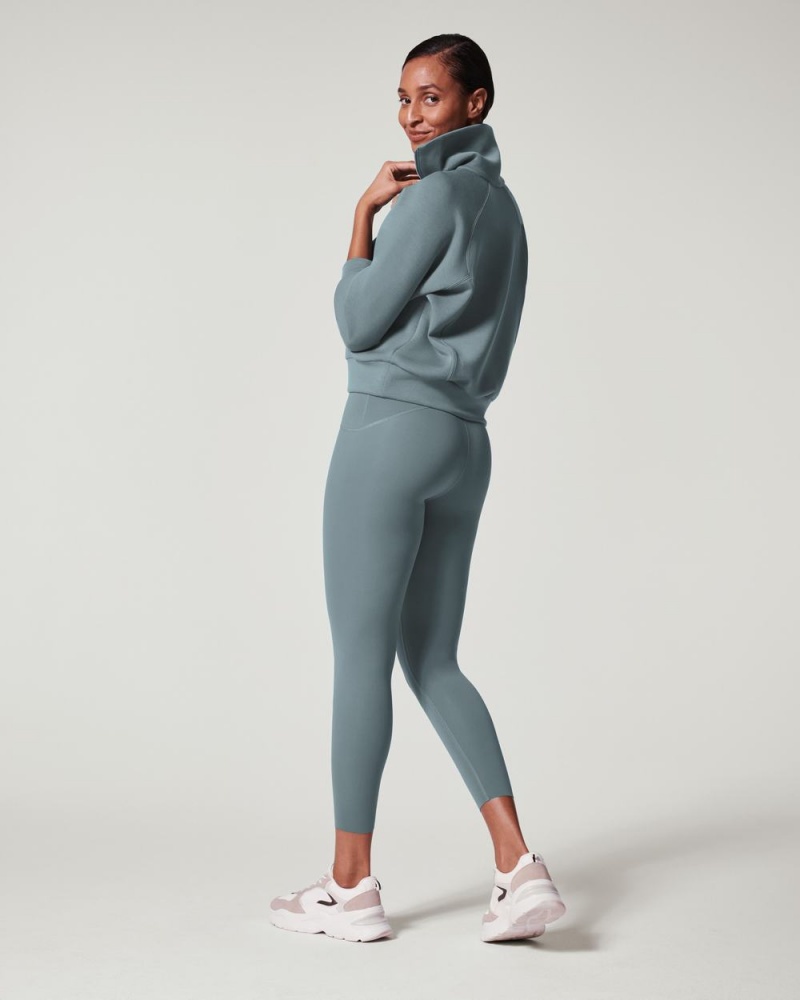 Spanx AirEssentials Half Zip Tops Blue Grey | 71409-WFEK