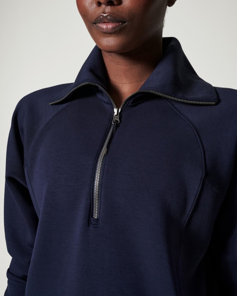 Spanx AirEssentials Half Zip Tops Navy | 68250-TZXN